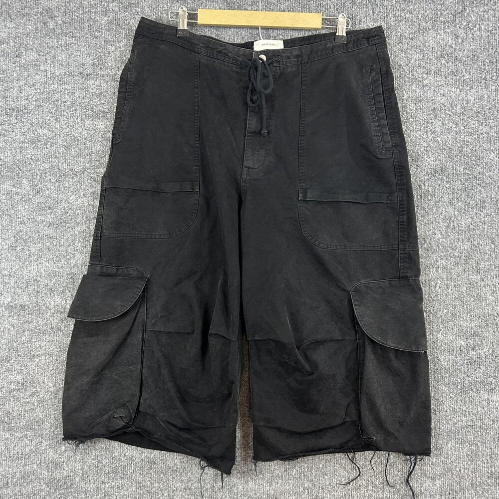Entire Studios Shorts Mens Large Freight Cargo Denim Black Distressed Streetwear